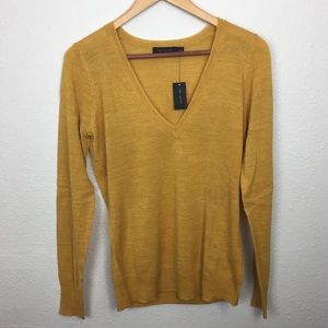 The Limited Mustard Yellow V Neck Sweater NWT